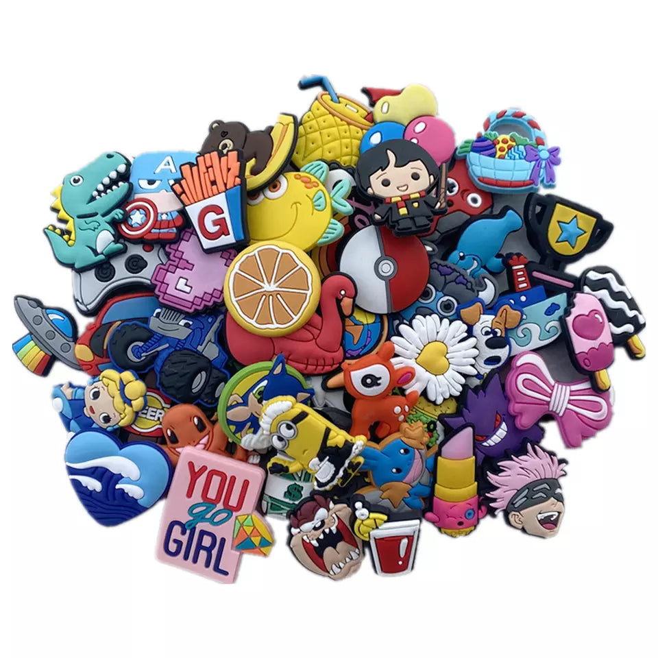 25pcs Random Cute Shoe Charms - pvc shoe charm, small charms for bubble slides, clog charms, bubble slide charms, shoe decorations, shoelace charms, stitch charms, shoe decoration charms, stitch shoes for girls, charms aesthetic, bubble slides charms