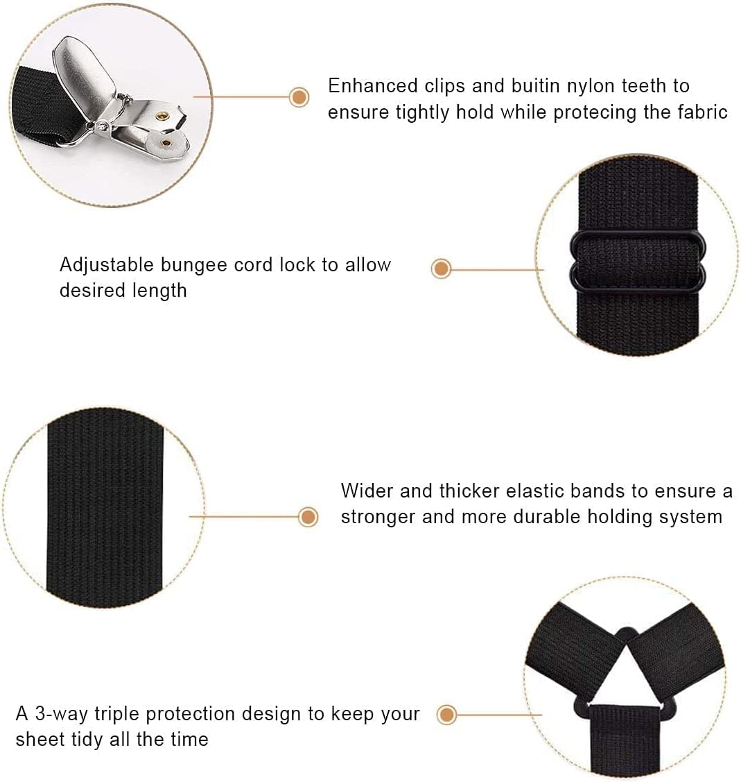 2pcs Adjustable Elastic Bed Sheet Holder Straps
