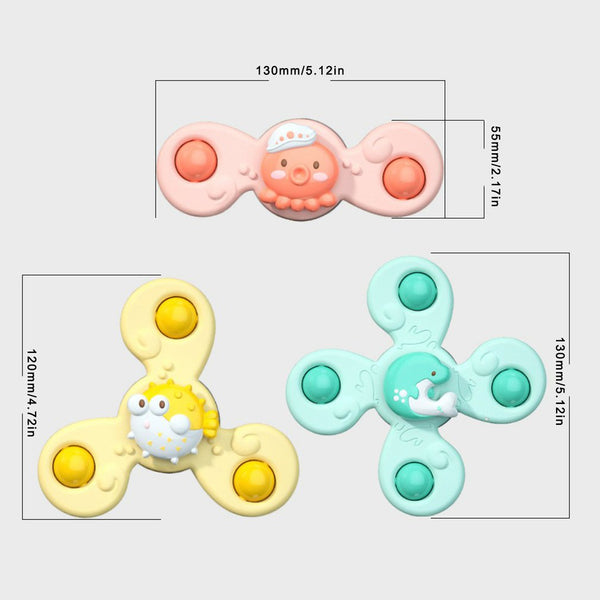 3pcs Sea Animals Baby Spinner Toys with Suction Cups - babies rattle toys, spinning toys for babies, toys for infants, spinner toys for babies, window toys, baby spinner toy, spinners for babies, suction cup toys for toddlers, spinner toys for toddlers