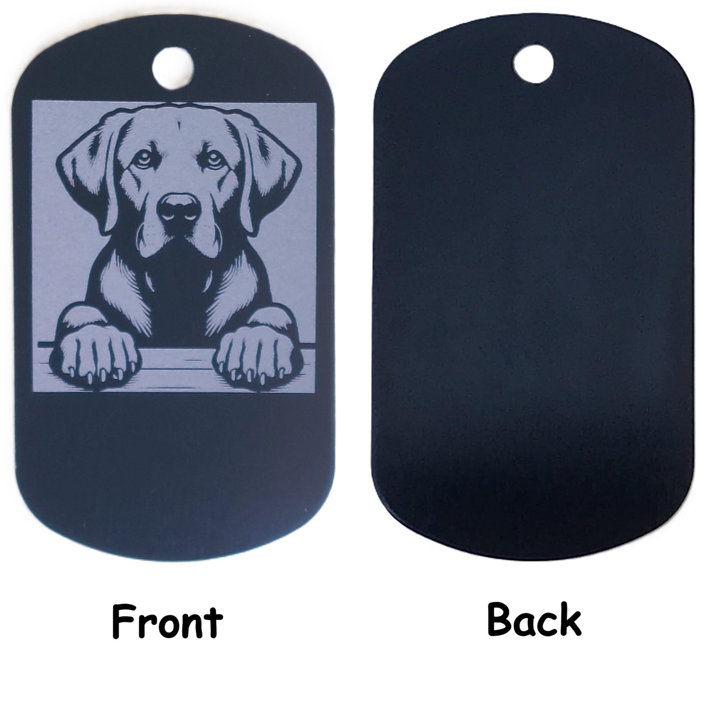 Rectangular Military Style Personalized Labrador Retriever Dog ID Tag - Dog Name Tag for Pet Collar