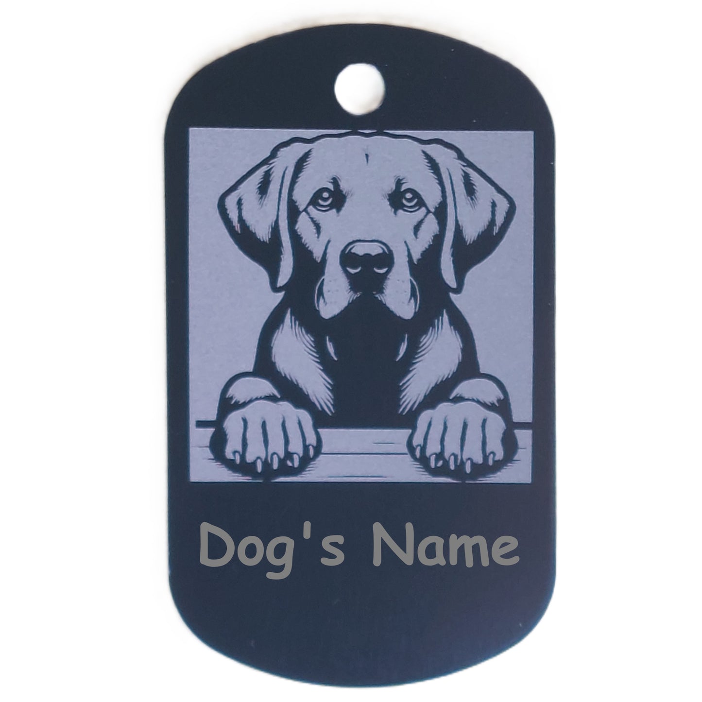 Rectangular Military Style Personalized Labrador Retriever Dog ID Tag - Dog Name Tag for Pet Collar