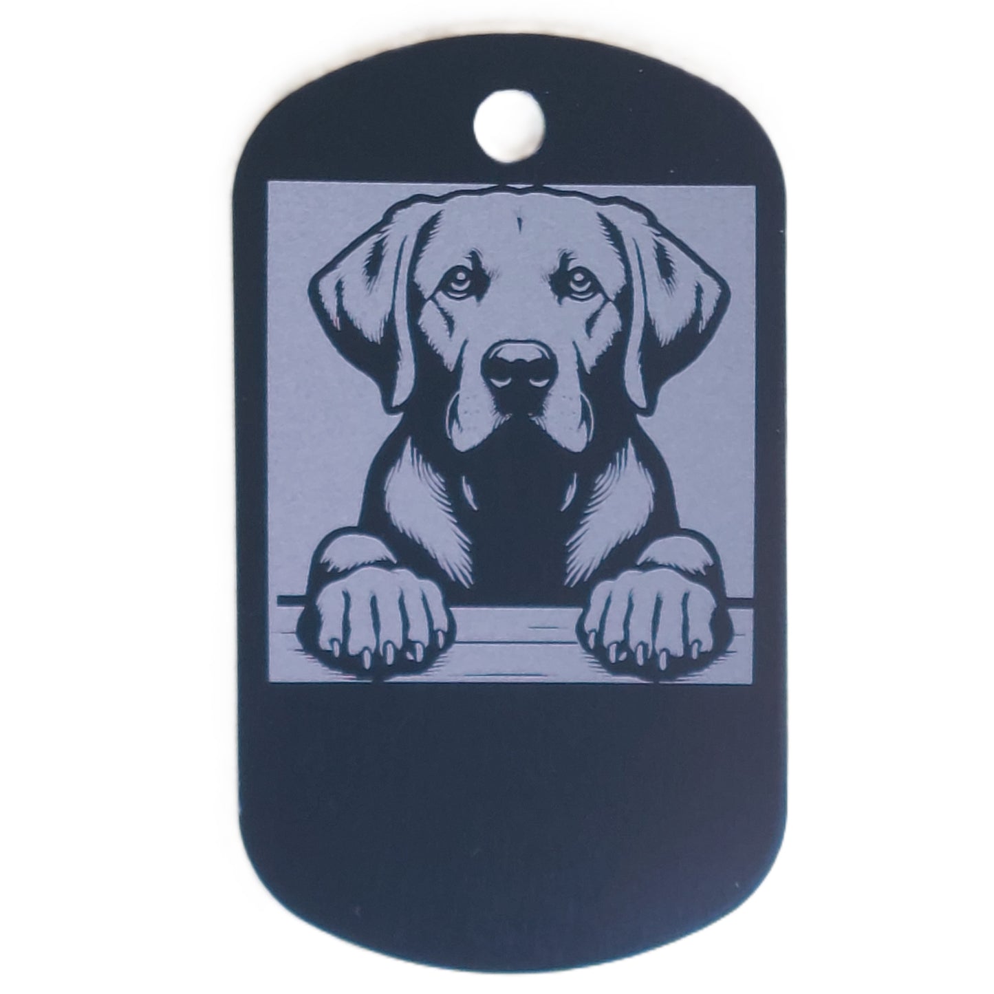 Rectangular Military Style Personalized Labrador Retriever Dog ID Tag - Dog Name Tag for Pet Collar
