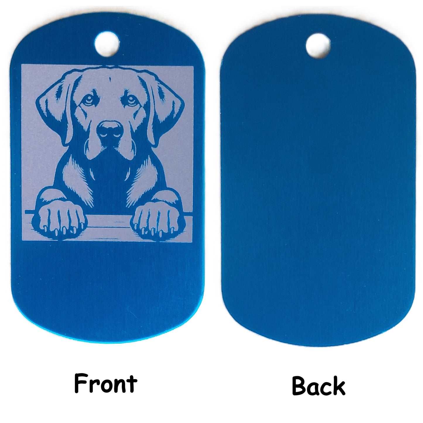 Rectangular Military Style Personalized Labrador Retriever Dog ID Tag - Dog Name Tag for Pet Collar