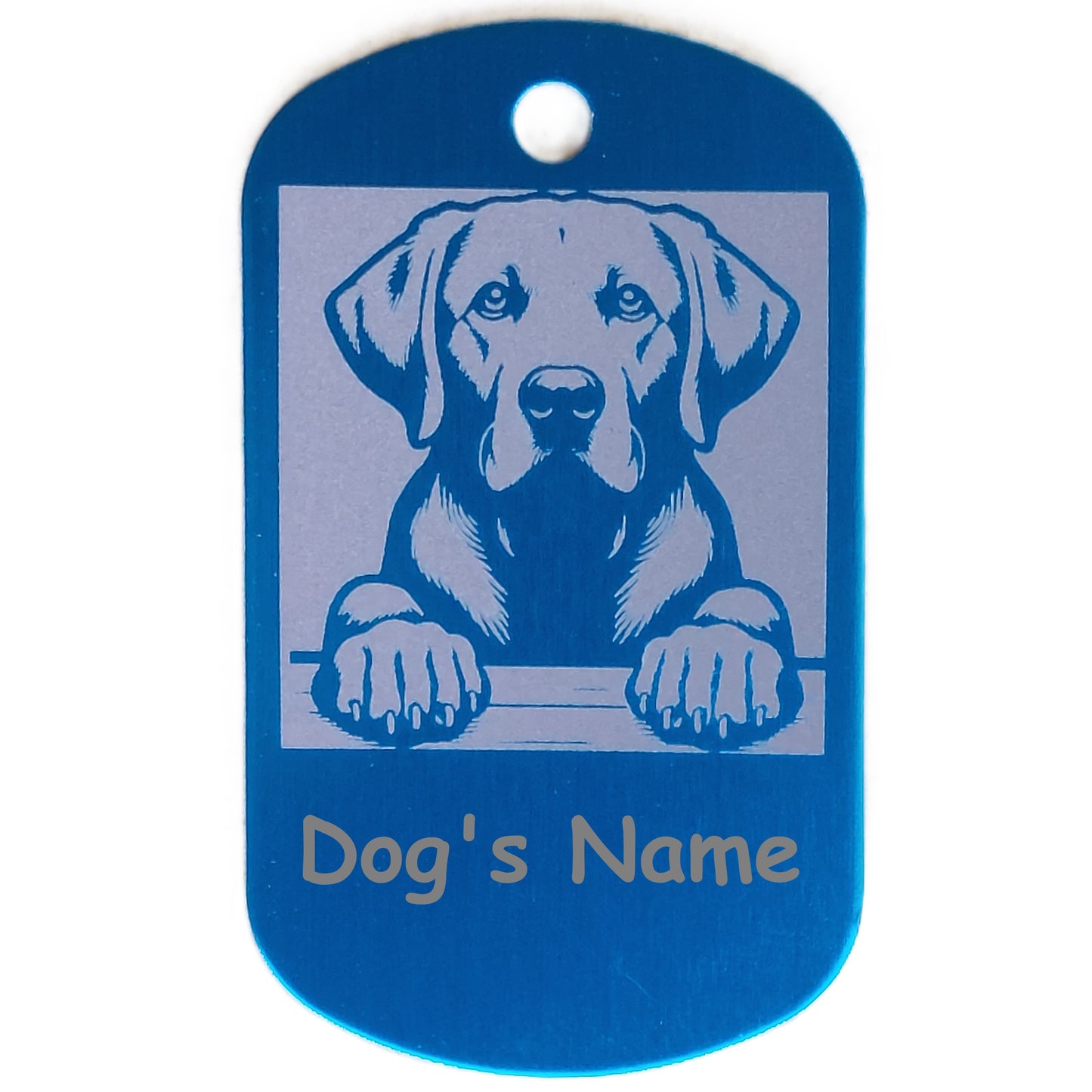 Rectangular Military Style Personalized Labrador Retriever Dog ID Tag - Dog Name Tag for Pet Collar