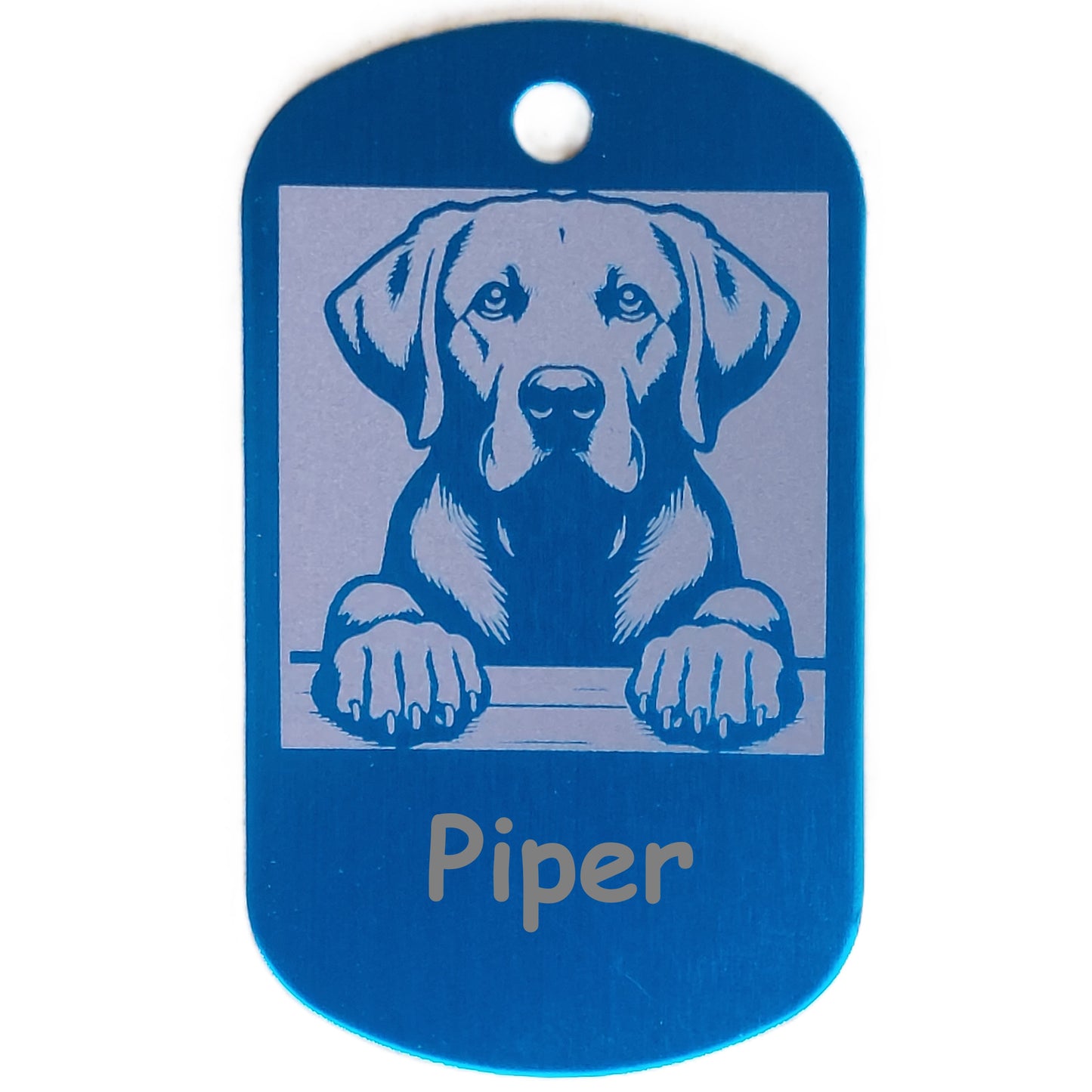Rectangular Military Style Personalized Labrador Retriever Dog ID Tag - Dog Name Tag for Pet Collar