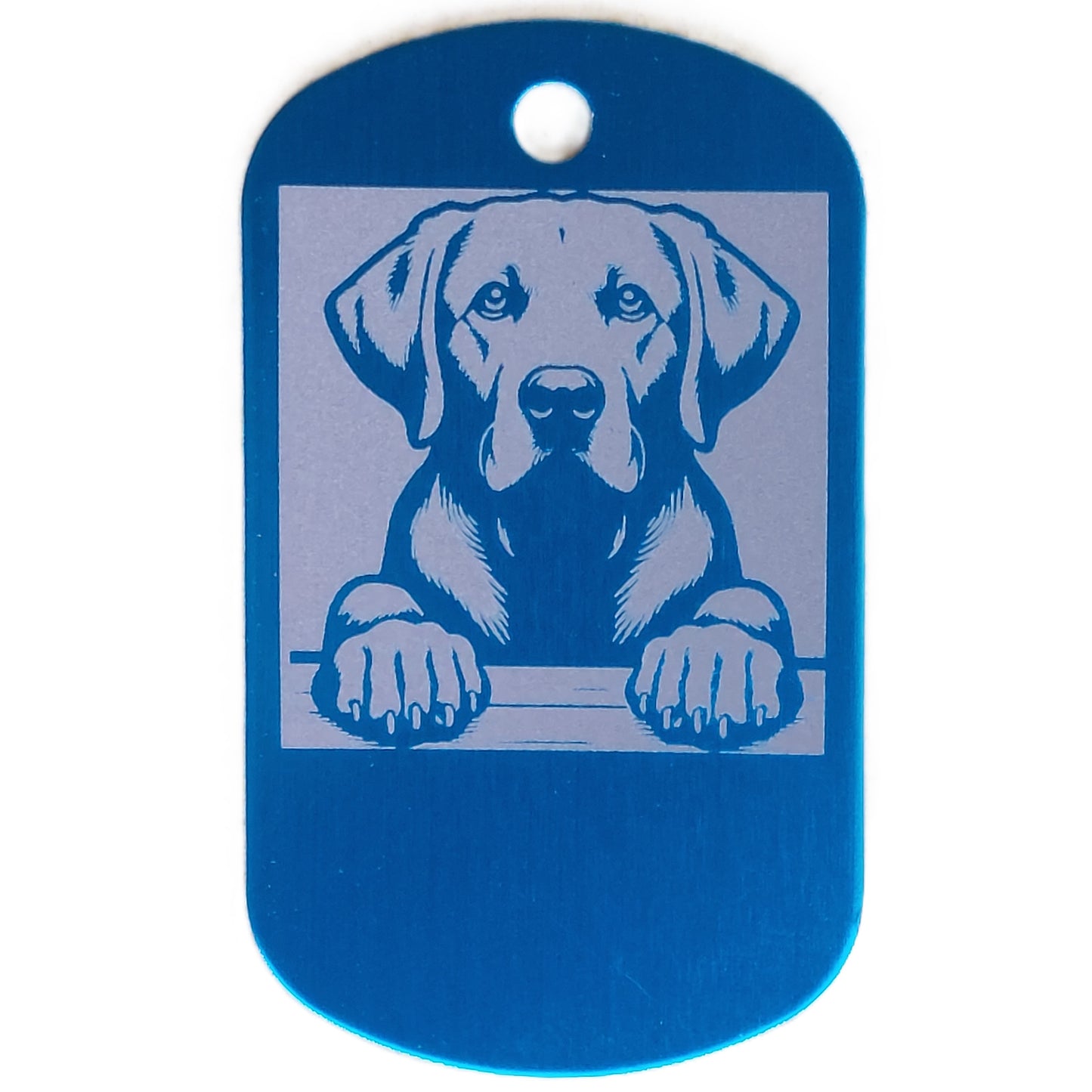 Rectangular Military Style Personalized Labrador Retriever Dog ID Tag - Dog Name Tag for Pet Collar