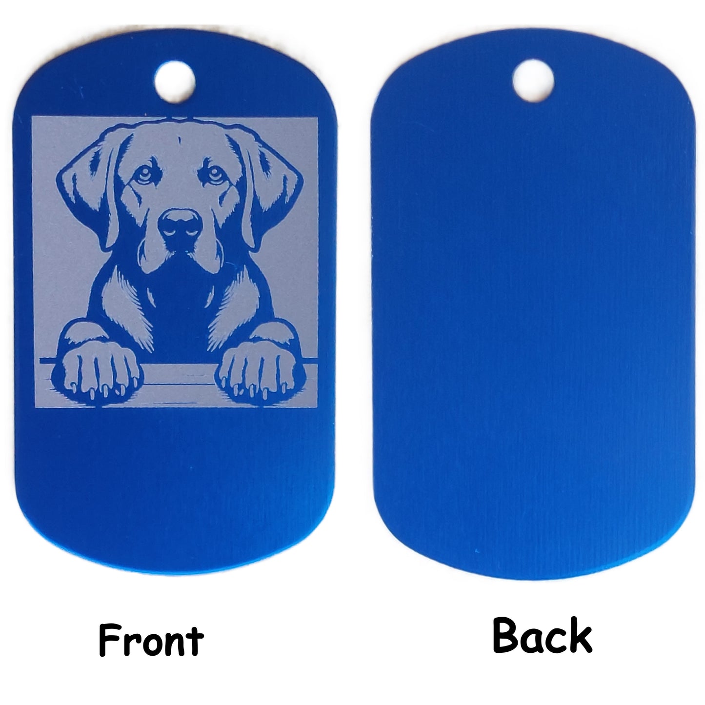 Rectangular Military Style Personalized Labrador Retriever Dog ID Tag - Dog Name Tag for Pet Collar