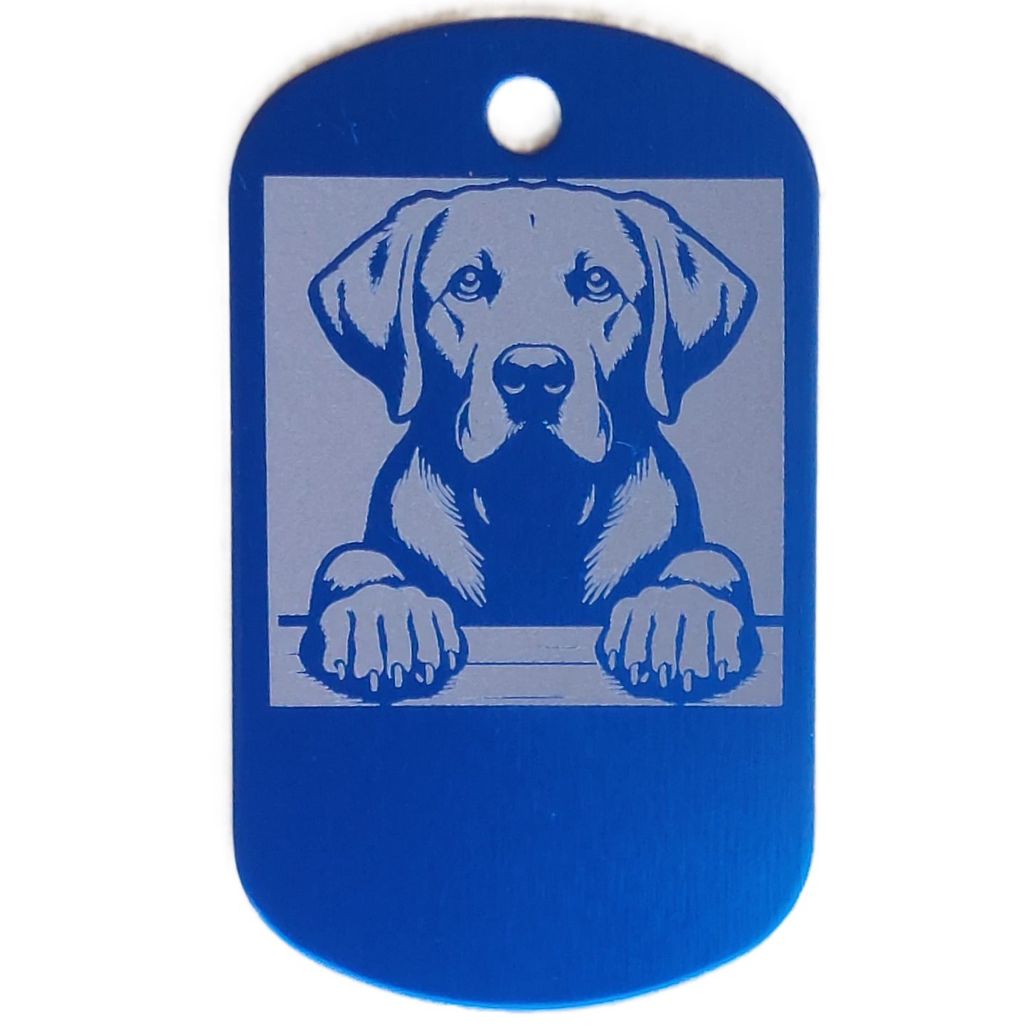 Rectangular Military Style Personalized Labrador Retriever Dog ID Tag - Dog Name Tag for Pet Collar