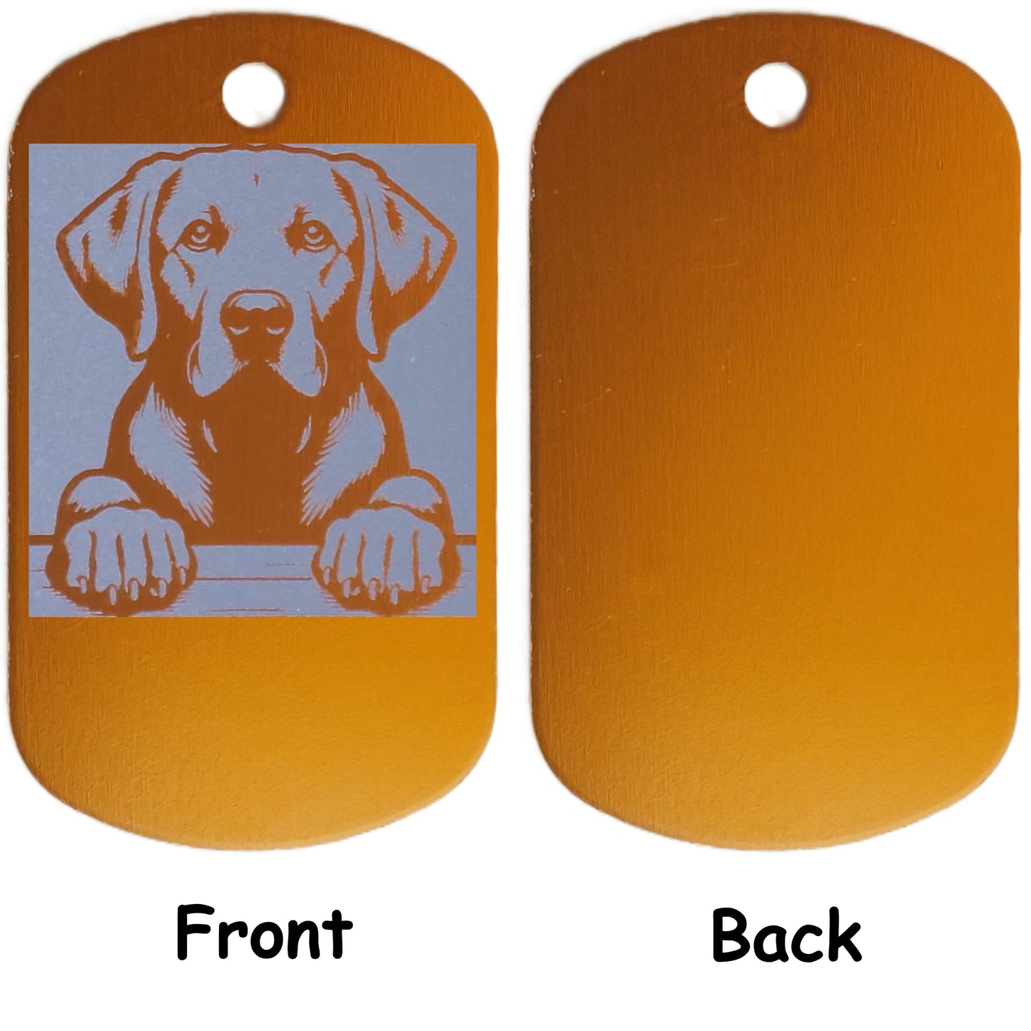 Rectangular Military Style Personalized Labrador Retriever Dog ID Tag - Dog Name Tag for Pet Collar