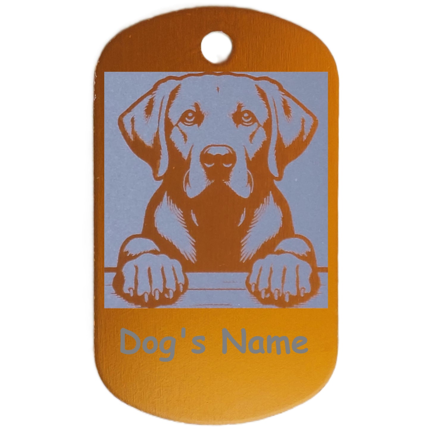 Rectangular Military Style Personalized Labrador Retriever Dog ID Tag - Dog Name Tag for Pet Collar