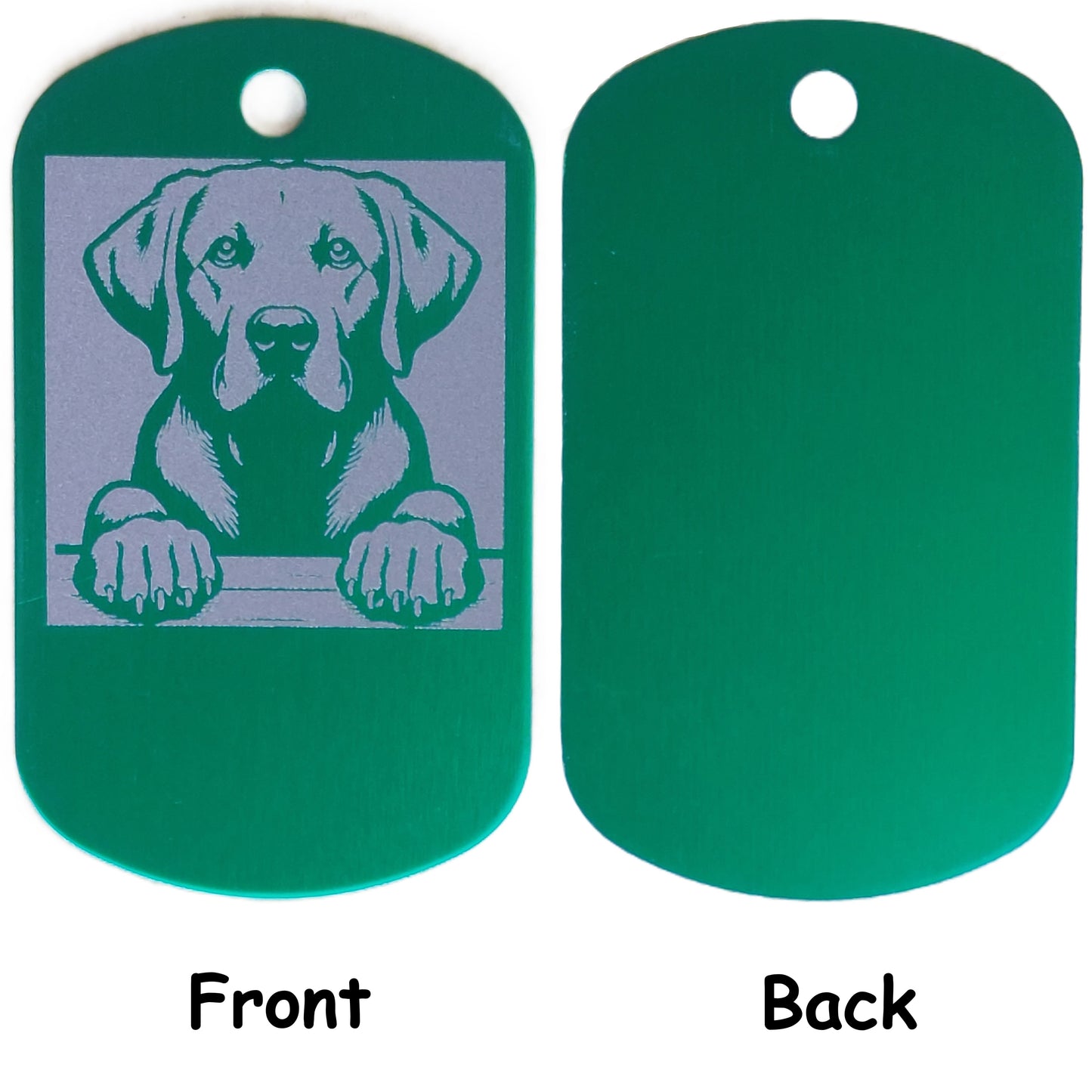 Rectangular Military Style Personalized Labrador Retriever Dog ID Tag - Dog Name Tag for Pet Collar