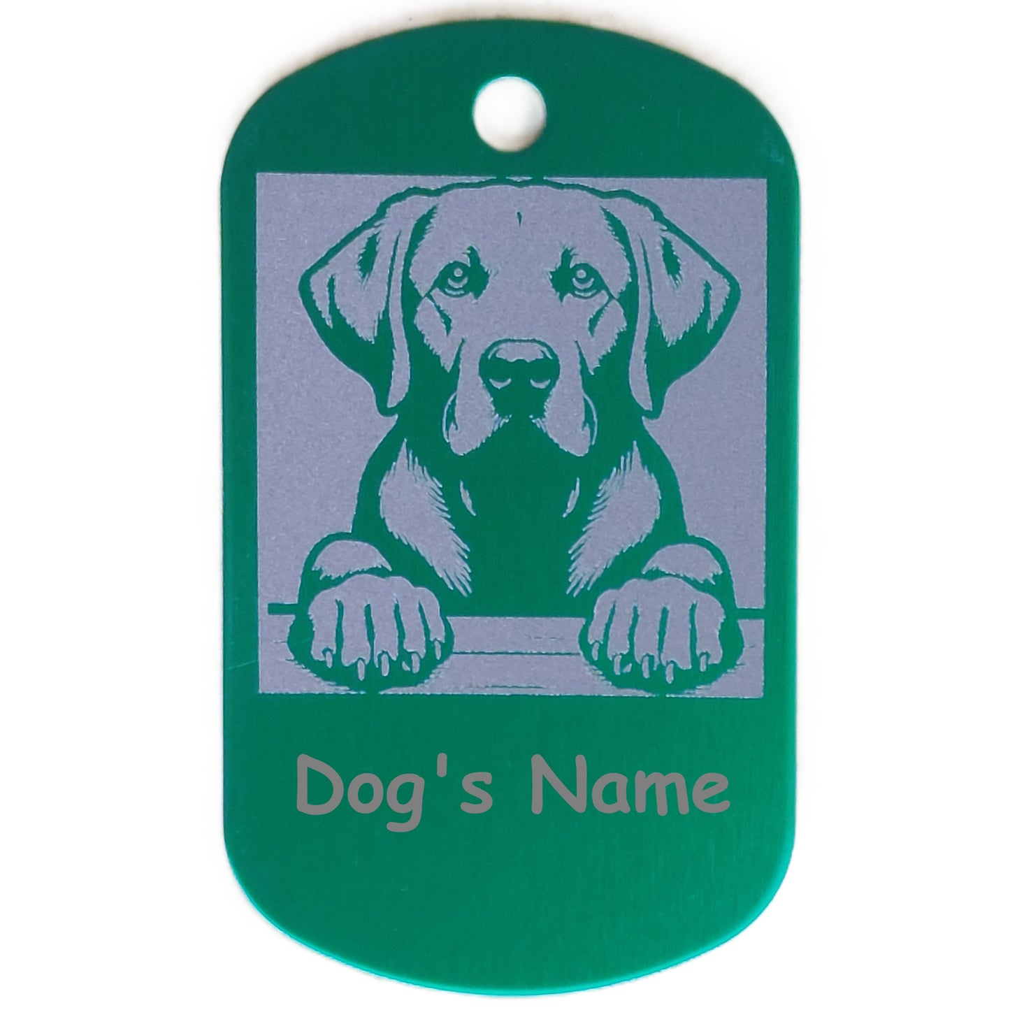 Rectangular Military Style Personalized Labrador Retriever Dog ID Tag - Dog Name Tag for Pet Collar