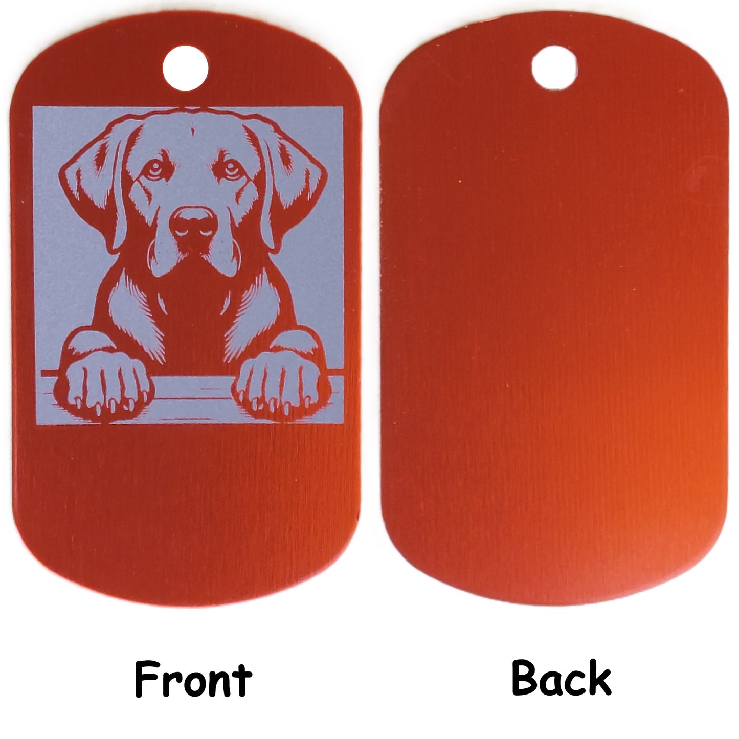 Rectangular Military Style Personalized Labrador Retriever Dog ID Tag - Dog Name Tag for Pet Collar