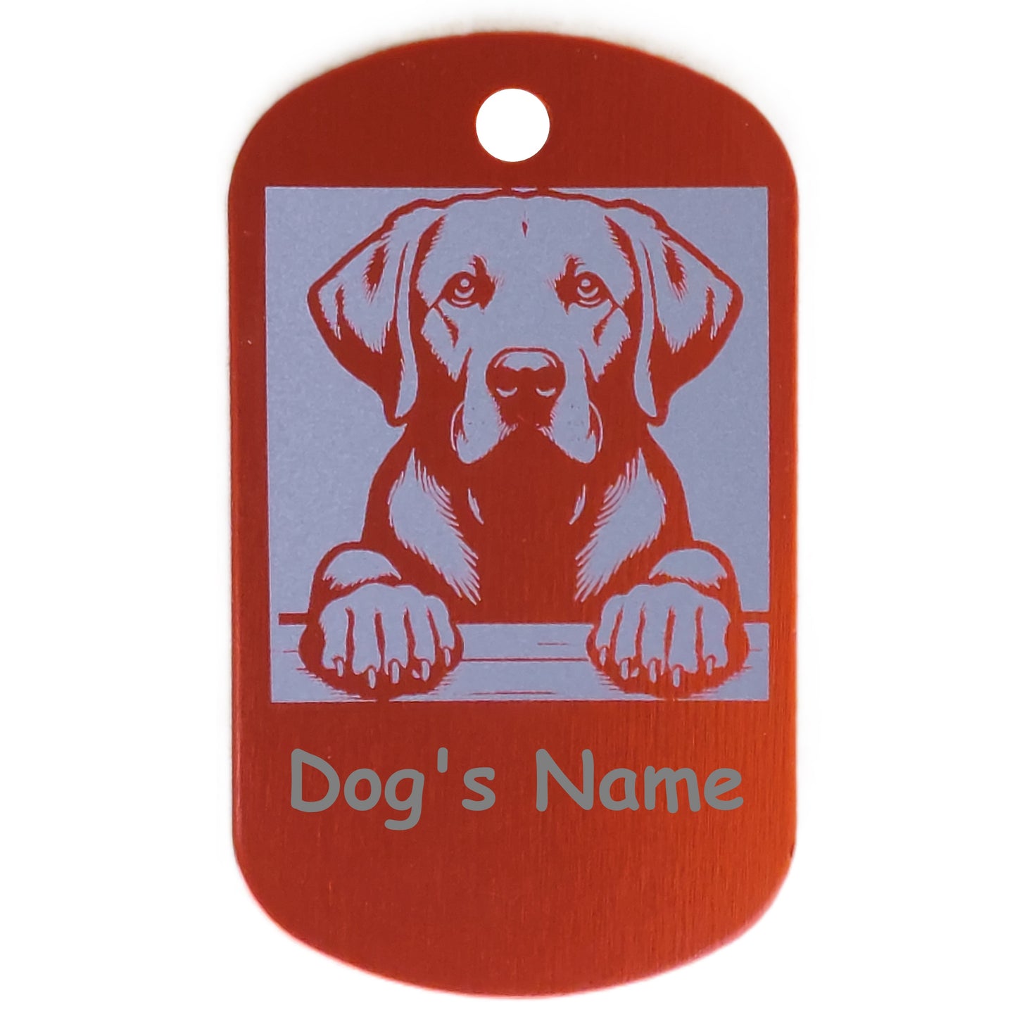 Rectangular Military Style Personalized Labrador Retriever Dog ID Tag - Dog Name Tag for Pet Collar