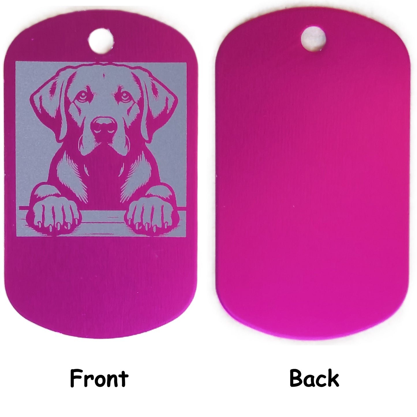 Rectangular Military Style Personalized Labrador Retriever Dog ID Tag - Dog Name Tag for Pet Collar