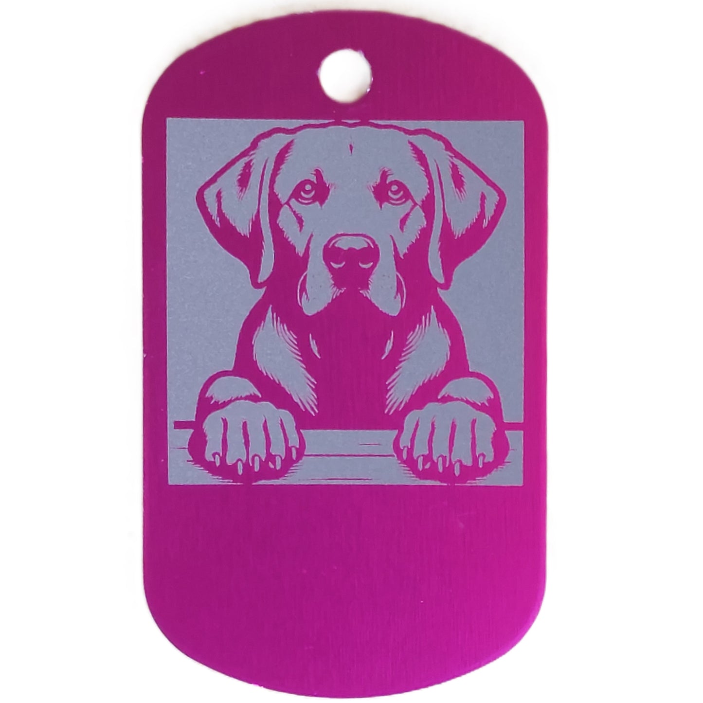 Rectangular Military Style Personalized Labrador Retriever Dog ID Tag - Dog Name Tag for Pet Collar