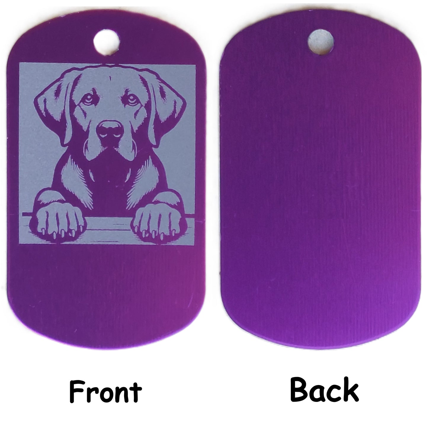 Rectangular Military Style Personalized Labrador Retriever Dog ID Tag - Dog Name Tag for Pet Collar