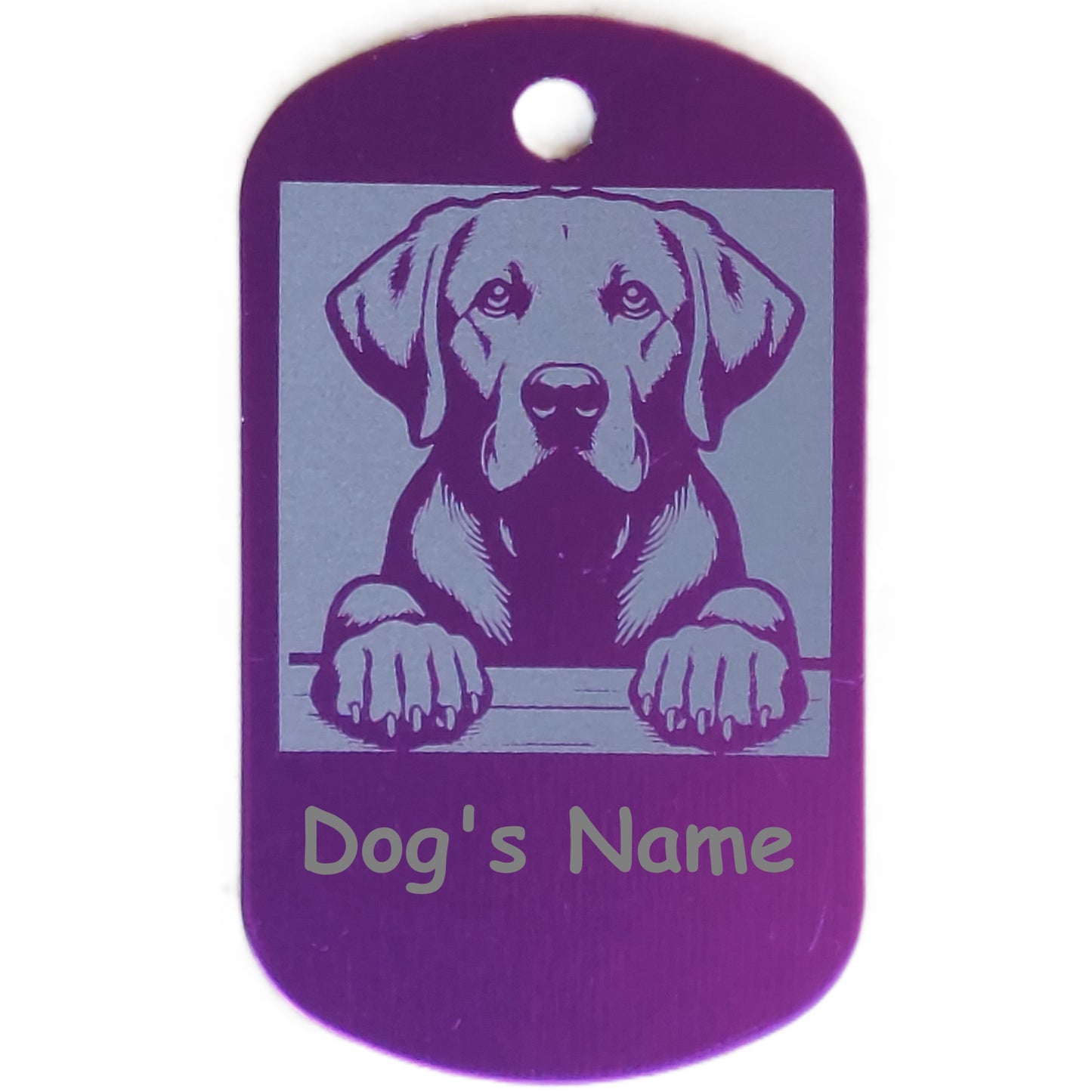Rectangular Military Style Personalized Labrador Retriever Dog ID Tag - Dog Name Tag for Pet Collar