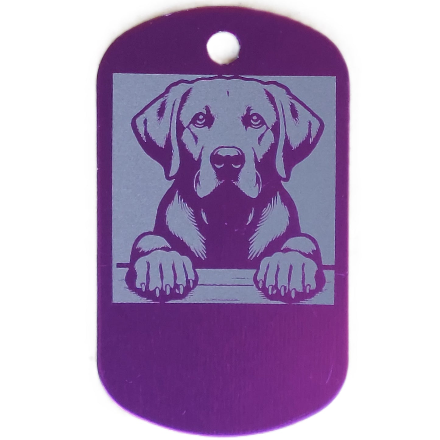 Rectangular Military Style Personalized Labrador Retriever Dog ID Tag - Dog Name Tag for Pet Collar