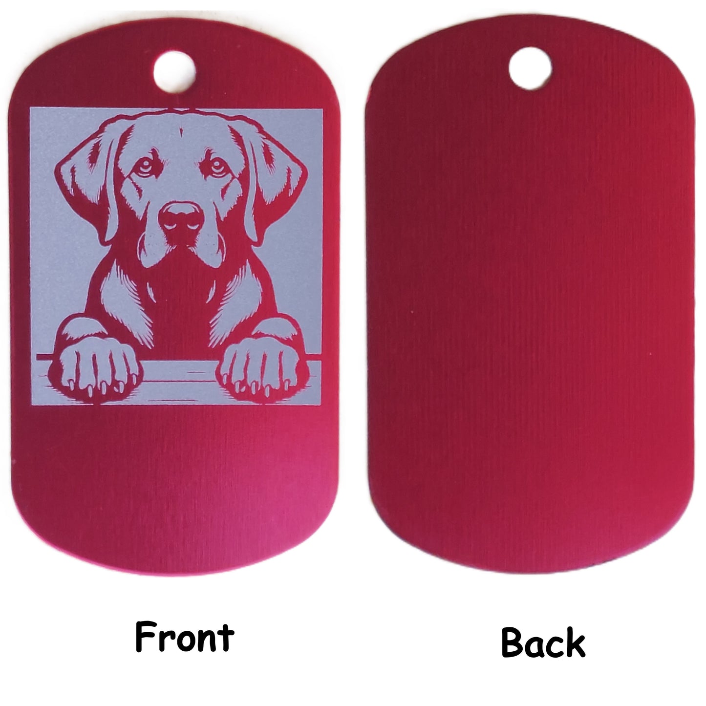 Rectangular Military Style Personalized Labrador Retriever Dog ID Tag - Dog Name Tag for Pet Collar