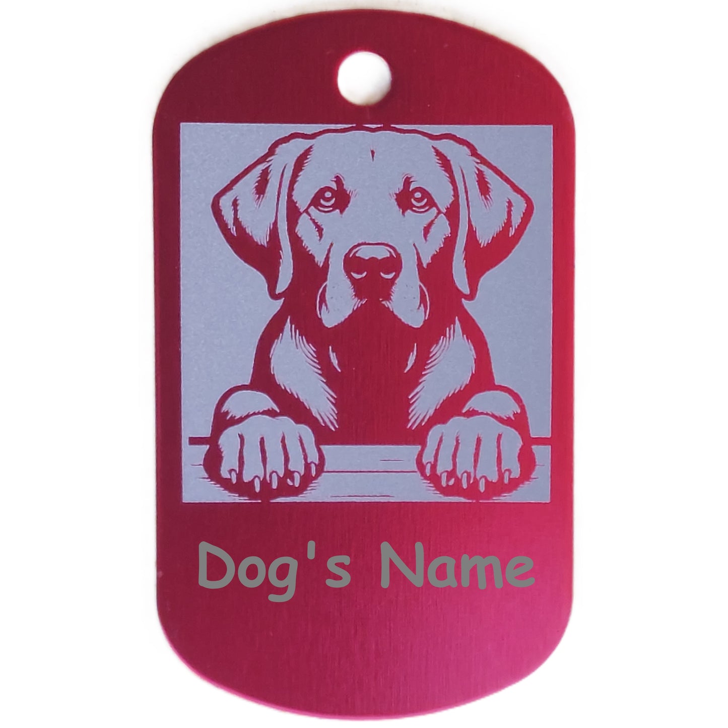 Rectangular Military Style Personalized Labrador Retriever Dog ID Tag - Dog Name Tag for Pet Collar