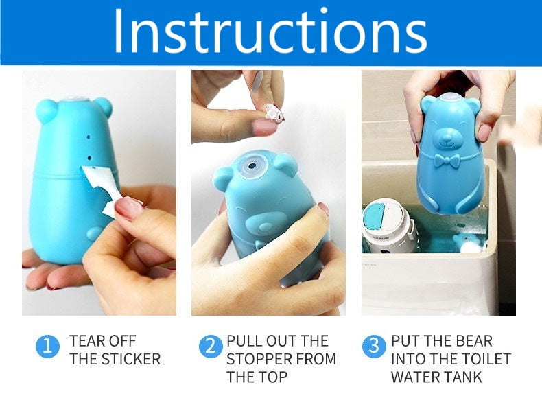 Automatic Bear Toilet Bowl Cleaner & Long Lasting Toilet Bowl Cleaner for Deodorizing & Descaling - toilet cleaning tablets in bottle, toilet flush cleaner, slow release toilet bowl cleaner, toilet bowl cleaner tablets, eco friendly toilet tank tablets