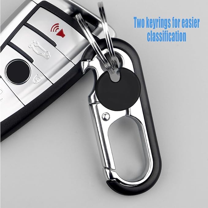 Carabiner Heavy Duty Double Ring KeyChain with Bottle Opener - locking key ring, key fob holder, keychain carabiner, car key chain for backpacks, clip for keys, keychains for car keys