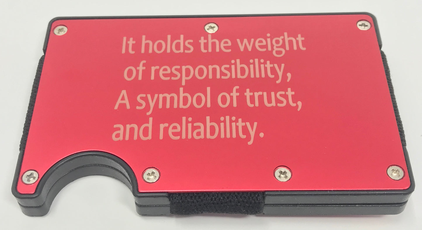 Customizable Aluminum Slim Wallet for Men with Money Clip - Laser Engraved(It holds the weight of responsibility, A symbol of trust, and reliability.)