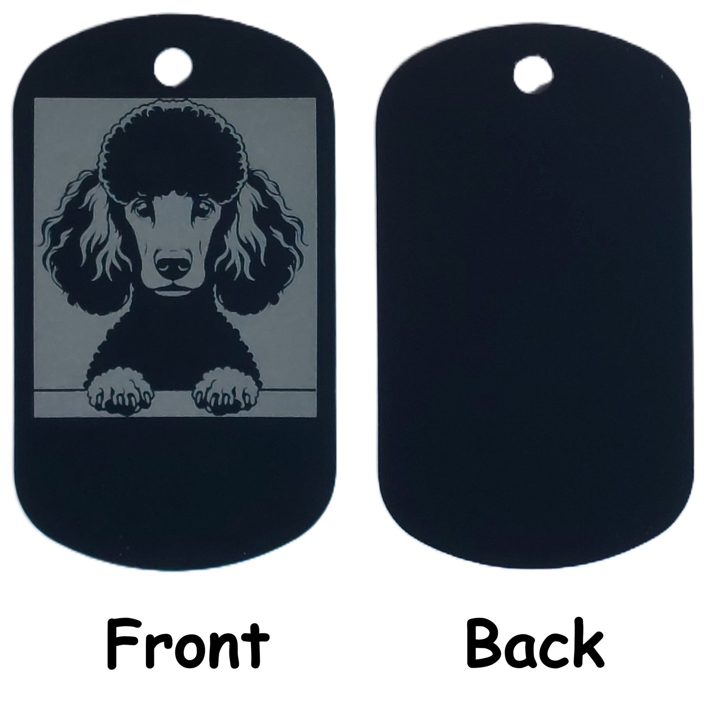 Rectangular Military Style Personalized/Customizable Poodle Dog ID tag - Cute Laser Engraved Dog Name tag for pet Collar