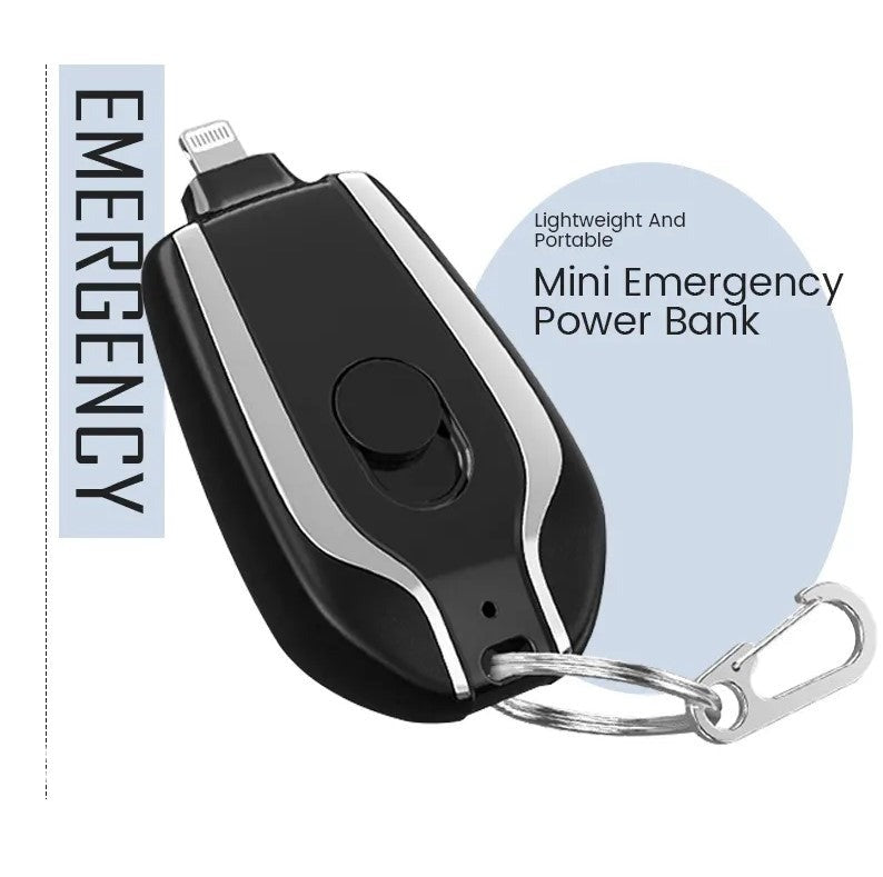 Mini Keychain Portable Charger/iPhone Power Bank - emergency backup charger, small size iphone charger, lightweight iphone charger, iphone battery pack, mini portable charger for iphone, portable charger fast charging, portable cell phone charger