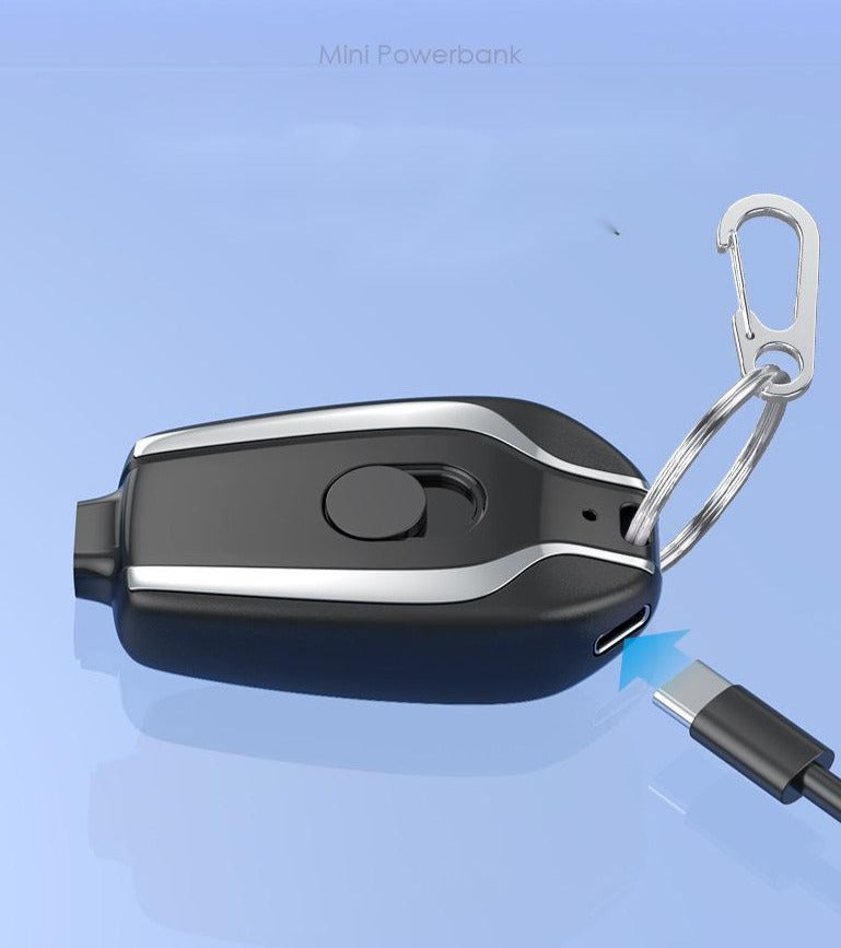 Mini Keychain Portable Charger/iPhone Power Bank - emergency backup charger, small size iphone charger, lightweight iphone charger, iphone battery pack, mini portable charger for iphone, portable charger fast charging, portable cell phone charger