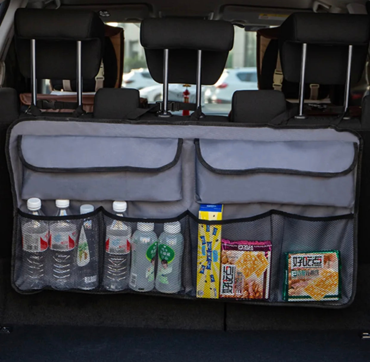 Rear Car Seat Storage & Car Organizer - car travel accessories for long trips, car accessories for kids, car organizer for baby stuff, car storage organizer, work truck organizer, baby car organizer, car toy organizer, car file organizer