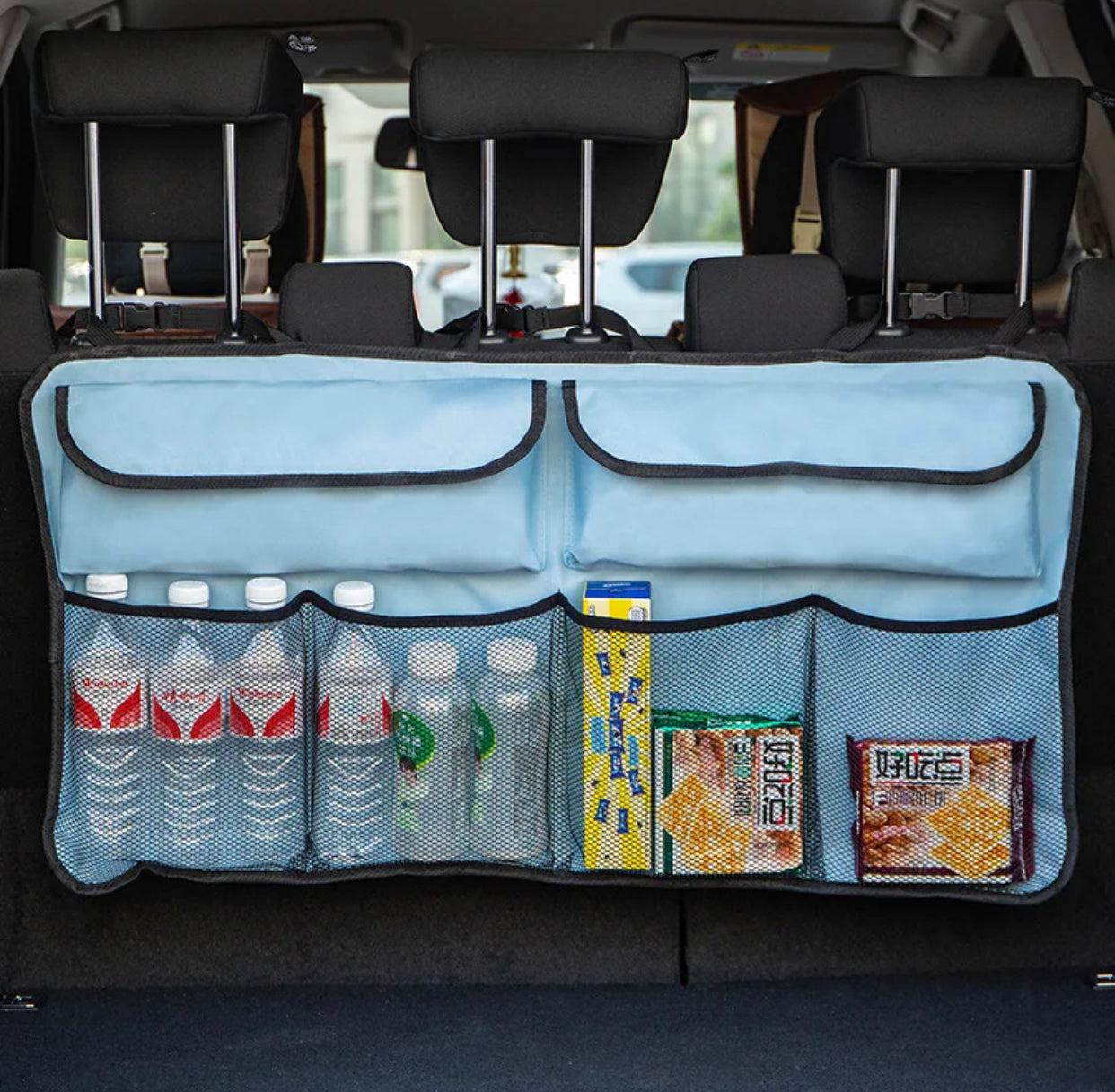 Rear Car Seat Storage & Car Organizer - car travel accessories for long trips, car accessories for kids, car organizer for baby stuff, car storage organizer, work truck organizer, baby car organizer, car toy organizer, car file organizer