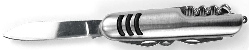 Stainless Steel 11 in 1 Multifunctional Swiss Army Style Pocket Folding Knife with small key ring for Emergency and Disaster Preparation