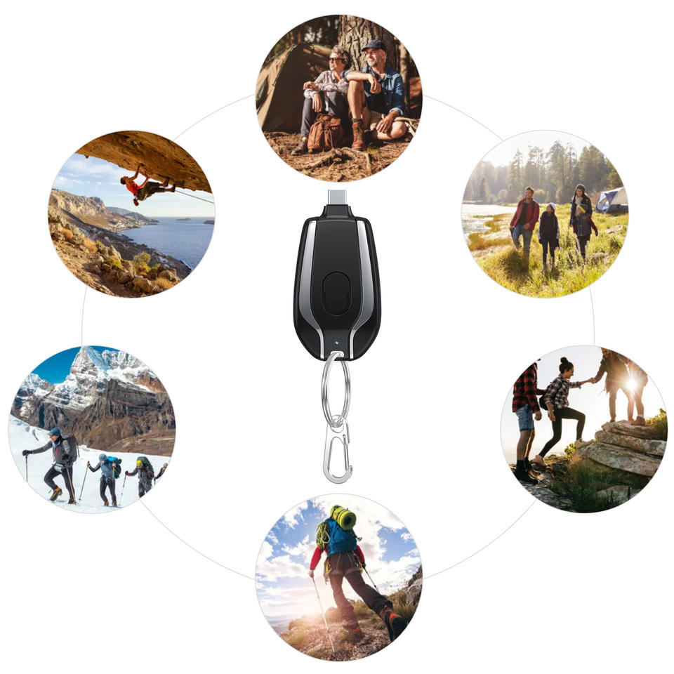 USB Type C Mini Emergency Power Bank Key Chain - small battery pack, emergency backup charger, ultra compact power pods, mobile keychain charger, keychain portable charger, cell phone power bank, type c backup charger, usb c battery pack