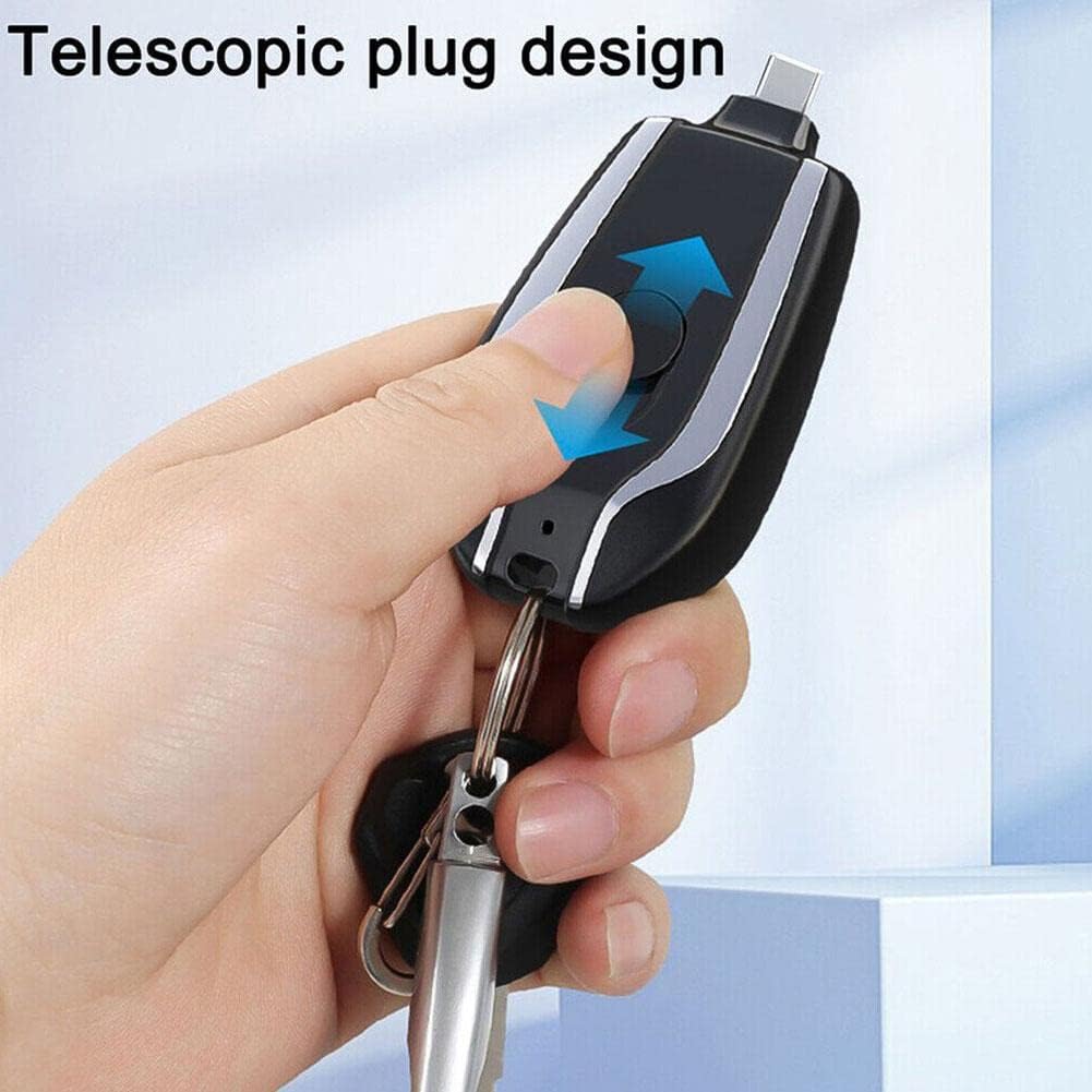 USB Type C Mini Emergency Power Bank Key Chain - small battery pack, emergency backup charger, ultra compact power pods, mobile keychain charger, keychain portable charger, cell phone power bank, type c backup charger, usb c battery pack