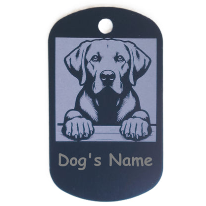 Rectangular Military Style Personalized Labrador Retriever Dog ID Tag - Dog Name Tag for Pet Collar