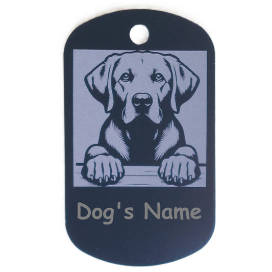 Rectangular Military Style Personalized Labrador Retriever Dog ID Tag - Dog Name Tag for Pet Collar