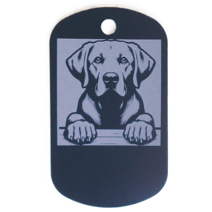 Rectangular Military Style Personalized Labrador Retriever Dog ID Tag - Dog Name Tag for Pet Collar