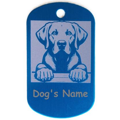 Rectangular Military Style Personalized Labrador Retriever Dog ID Tag - Dog Name Tag for Pet Collar