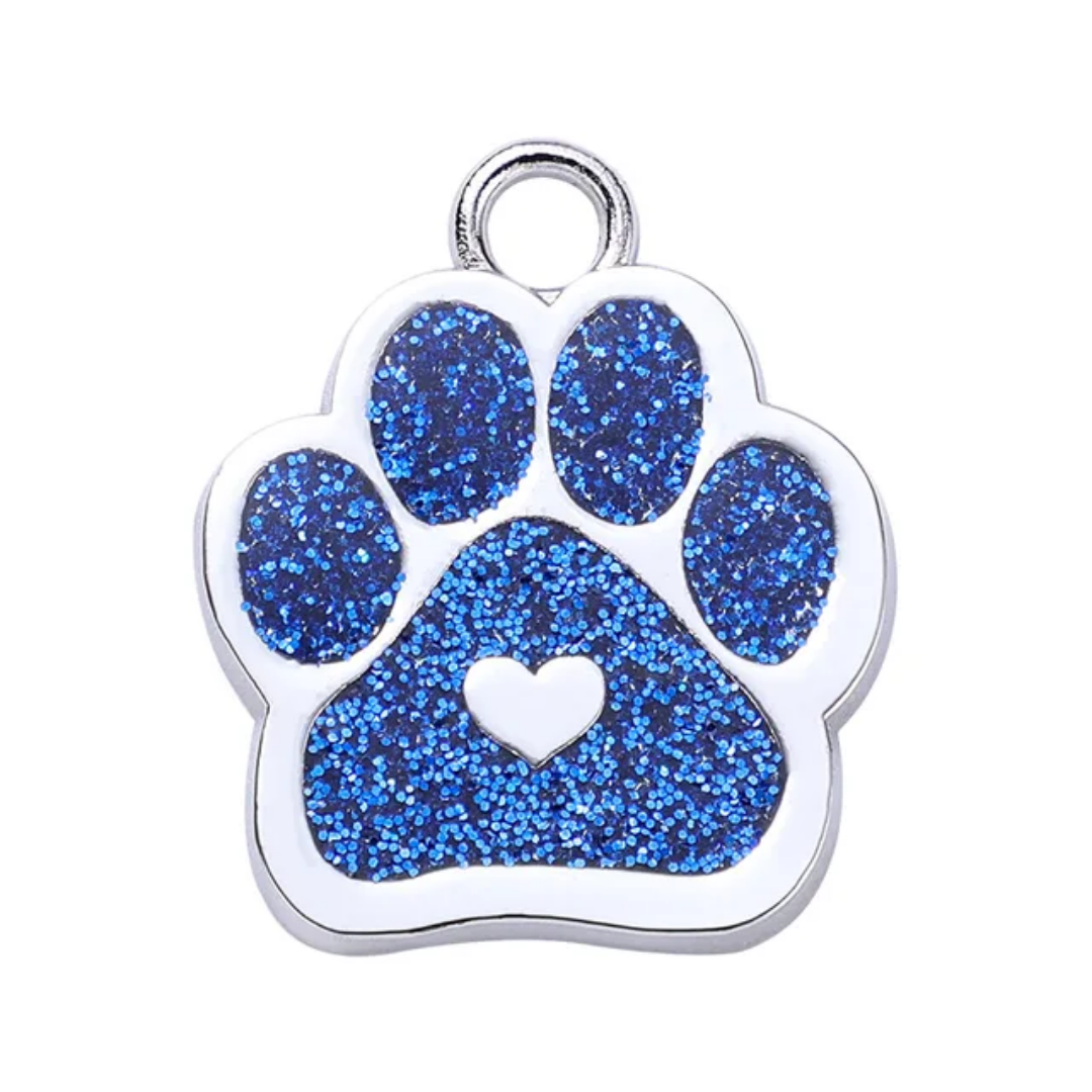 Personalized Dog/Cat Cute Paw Shape with Heart Pet ID Tag for Pet Collar or Key Chain - Puppy and Kitten Name tag