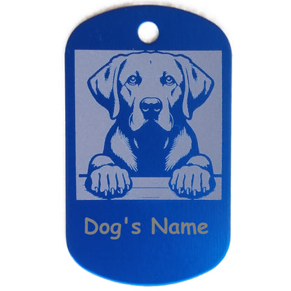 Rectangular Military Style Personalized Labrador Retriever Dog ID Tag - Dog Name Tag for Pet Collar
