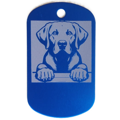 Rectangular Military Style Personalized Labrador Retriever Dog ID Tag - Dog Name Tag for Pet Collar