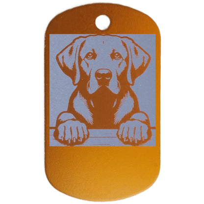 Rectangular Military Style Personalized Labrador Retriever Dog ID Tag - Dog Name Tag for Pet Collar