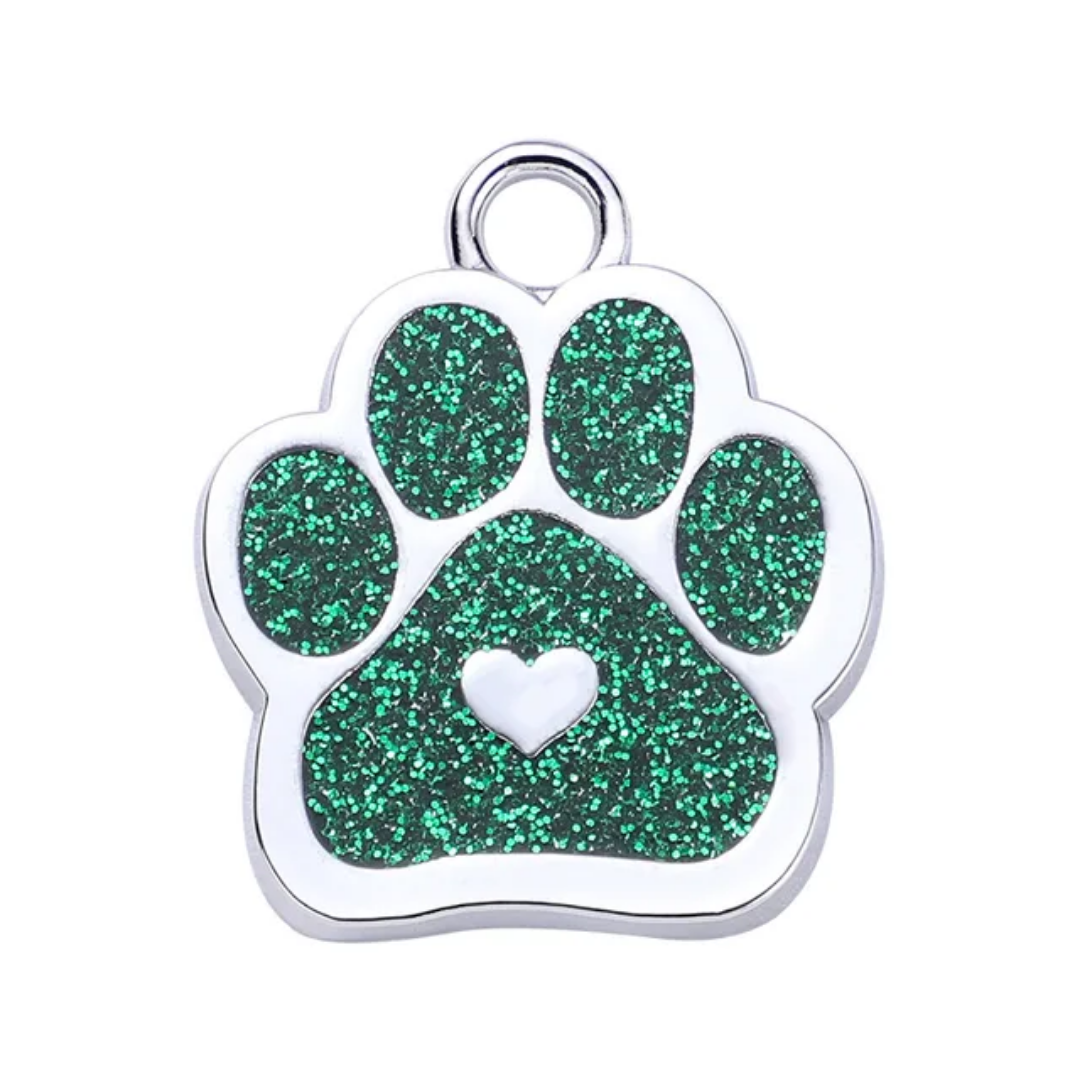 Personalized Dog/Cat Cute Paw Shape with Heart Pet ID Tag for Pet Collar or Key Chain - Puppy and Kitten Name tag