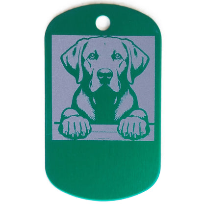Rectangular Military Style Personalized Labrador Retriever Dog ID Tag - Dog Name Tag for Pet Collar