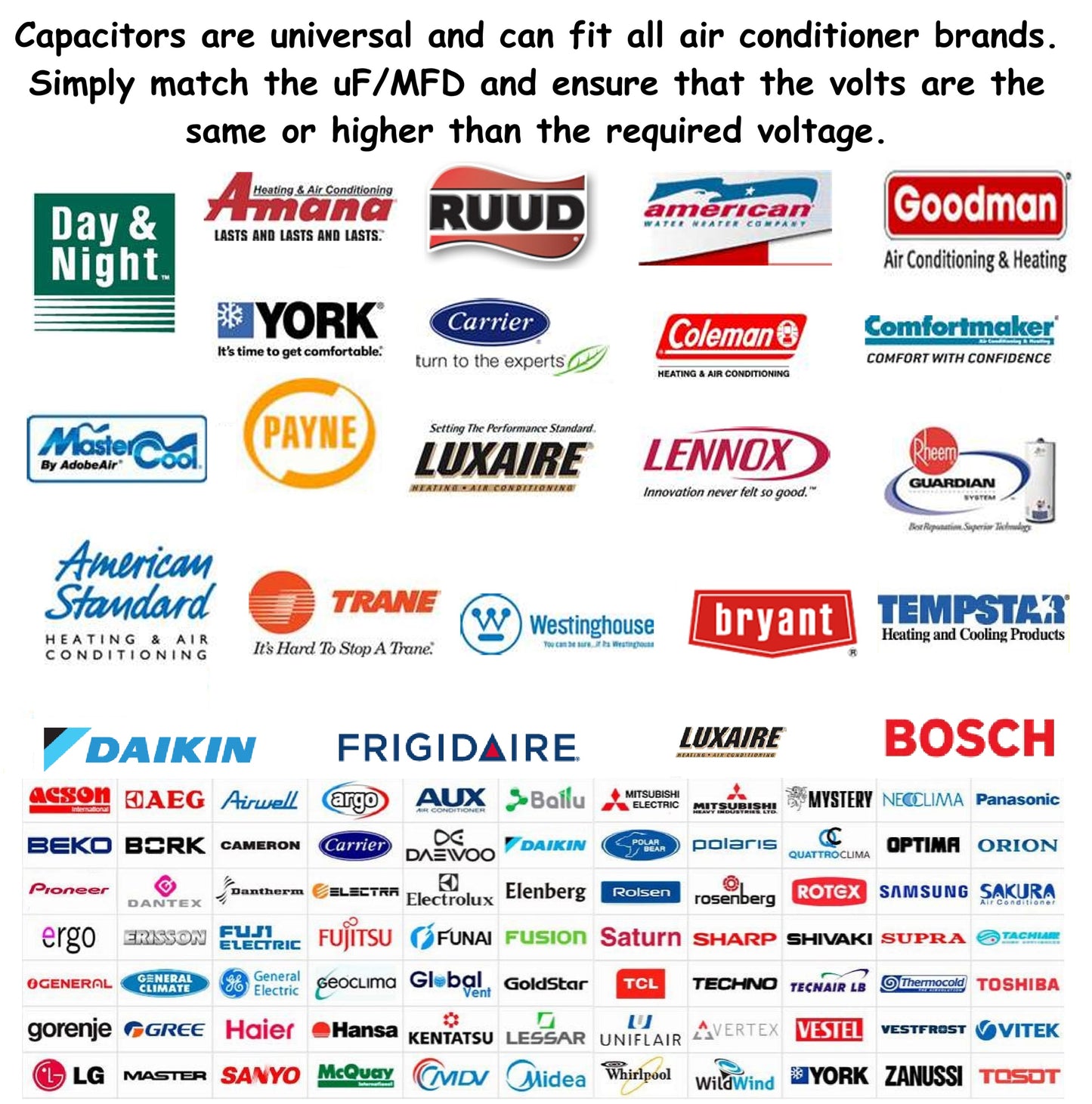 uF/MFD Round HVAC Motor Run/Start AC Capacitors - 370/440VAC/450VAC Air Conditioner Unit Capacitor(CBB65) for A/C Condenser and Compressor