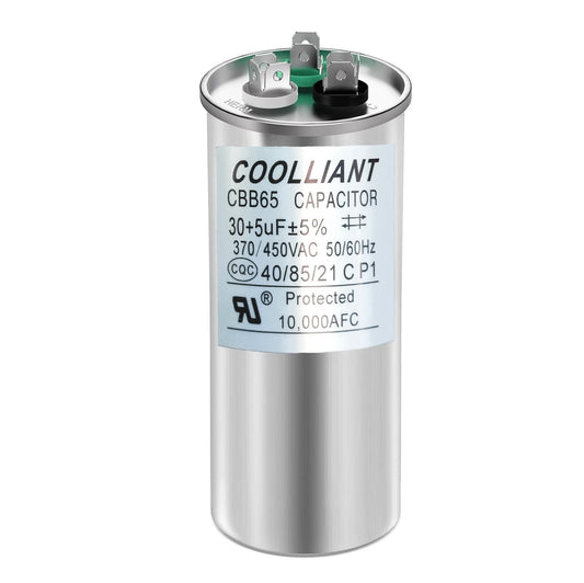 HVAC 30+5(uF/MFD) Dual Run/Start AC Capacitors - 370/440VAC/450VAC Air Conditioner Round Capacitor(CBB65B) for A/C Condenser Fan Motor and Compressor Unit