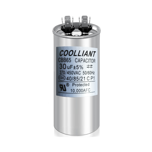 Round HVAC 30(uF/MFD) Motor Run/Start AC Capacitors - 370/440VAC/450VAC Air Conditioner Unit Capacitor(CBB65B) for A/C Condenser and Compressor