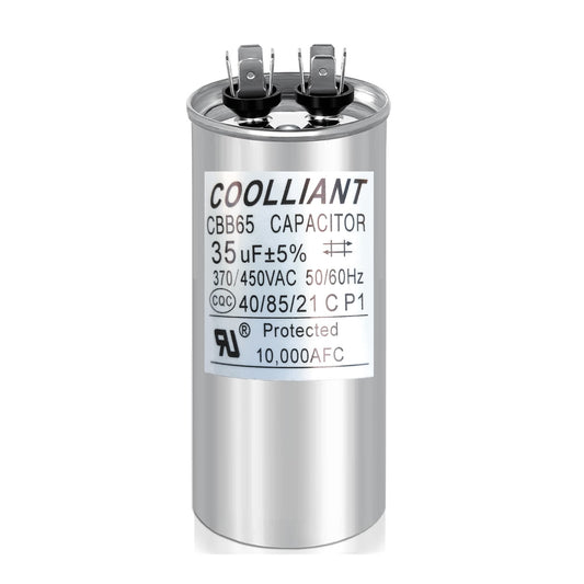 Round HVAC 35(uF/MFD) Motor Run/Start AC Capacitors - 370/440VAC/450VAC Air Conditioner Unit Capacitor(CBB65B) for A/C Condenser and Compressor